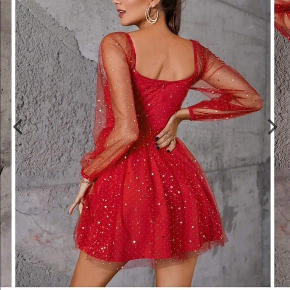 Double Crazy Star Mesh Fit & Flare Dress - Picture 4 of 15